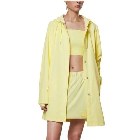 NWT | RAINS 18050 A-Line W Women's Rain Jacket Straw Yellow Size Large - Picture 1 of 5